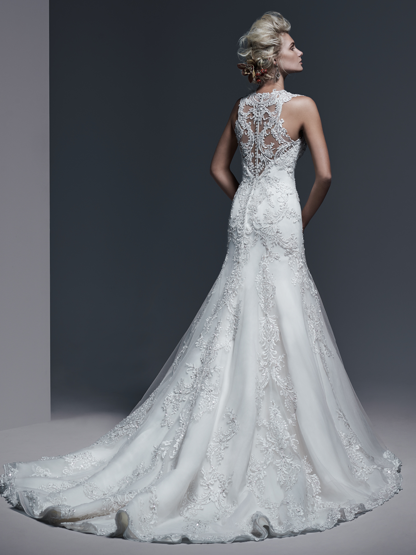 Embellished lace A-line wedding dress Monticella by Sottero and Midgley. Modern Royalty: Wedding Dresses Inspired by the Royal Engagement