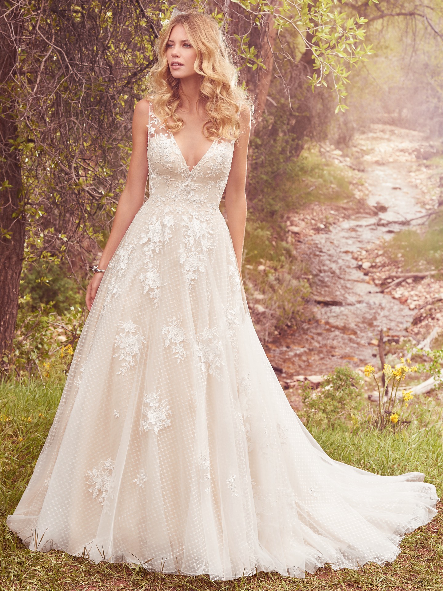  Seven Types of Lace Wedding Dresses To Know When Shopping For A Wedding Dress: Maggie Sottero's Lace Library. Meryl wedding dress by Maggie Sottero