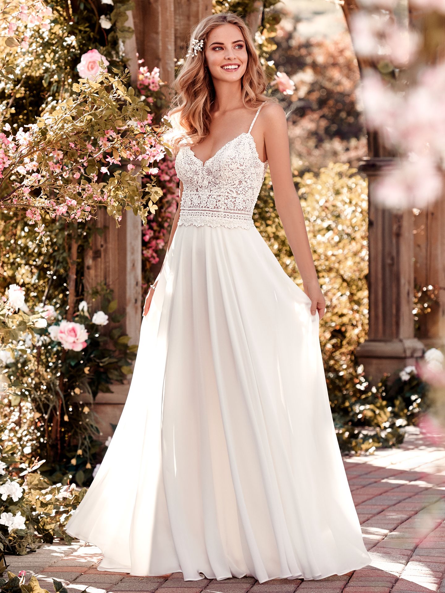 Juniper Boho Chiffon Sheath Bridal Gown Rebecca Ingram