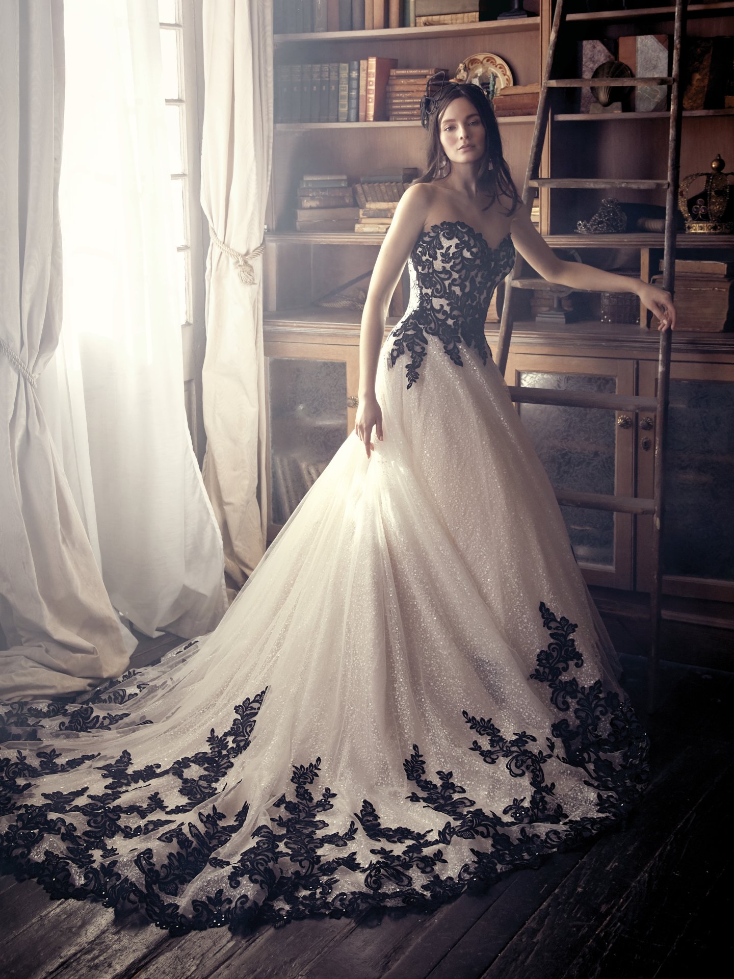 black lace wedding dress